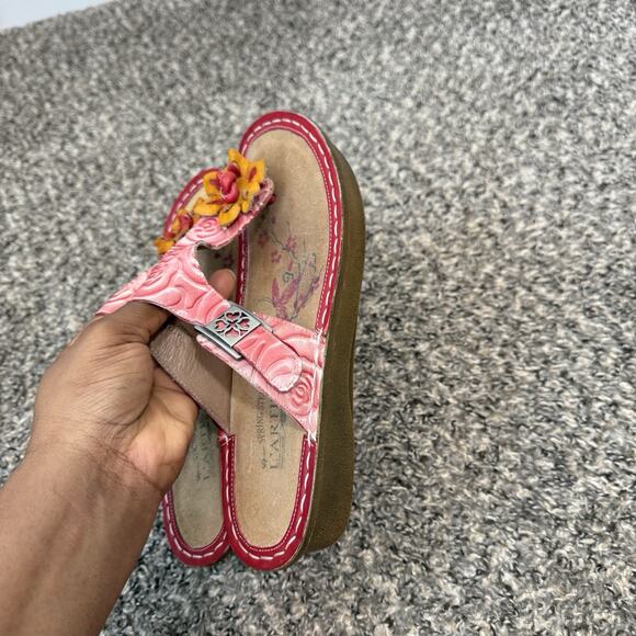 Lartiste Aldora Sandals Pink Leather Floral Colorful Thongs Slip On 30 US 8.5 - Picture 5 of 10